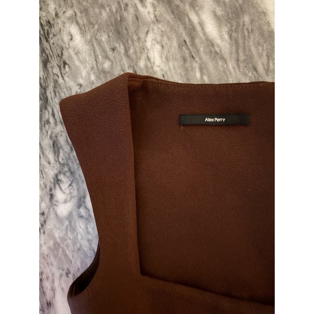 Alex Perry Rae Cropped Crepe Top Brown Size 8 - Picture 8 of 12